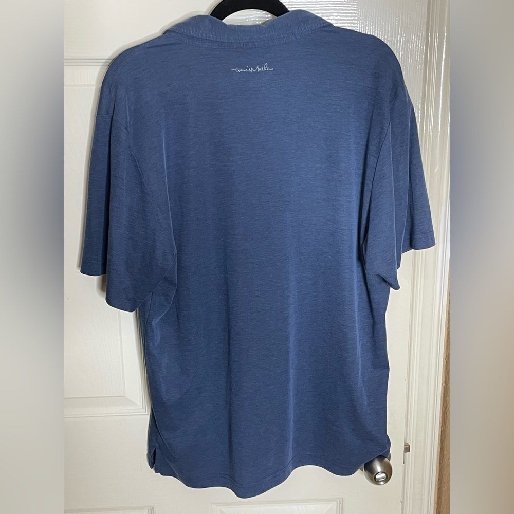 Travis Matthew Men's Polo Shirt Cyan Blue Pima Cotton Blend Size Large - Picture 8 of 9